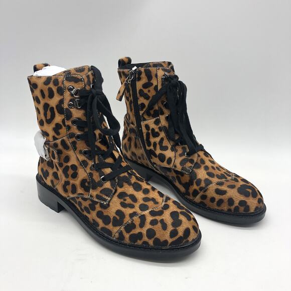 Aerosoles Womens Amie Leopard Combat Boots Tan Size 7.5 M - Picture 2 of 8